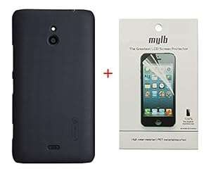 Nillkin Super Scrub Shield Shell Hard Skin Back Case Cover for Nokia Lumia 1320 with Scre (Black)