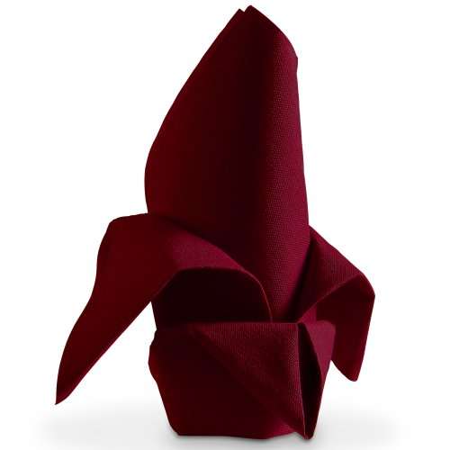 1 Dozen (12) Burgundy Red Polyester Dinner Napkins w/ Hemmed Edges - 20" x 20"