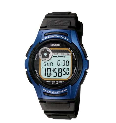 CASIO Mens Black and Blue Digital Watch Resin Strap