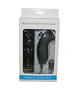 Wii Remote Controller Motion Plus 2 in 1 with Nunchuk bundle New design TECHNOPRO (Black)