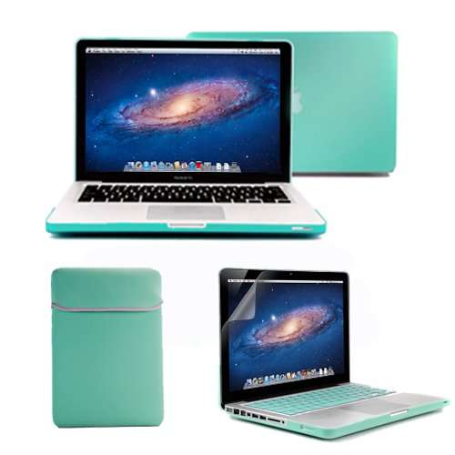 GMYLE(R) 4 in 1 Robin Egg Blue Turquoise Rubberized (Rubber Coated) Hard Case Cover for 13.3" inches