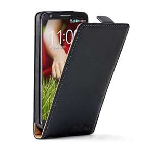 Membrane - Ultra Slim Black Vertical Case for LG G2 (D802) - Flip Phone Cover 2 Screen Protect