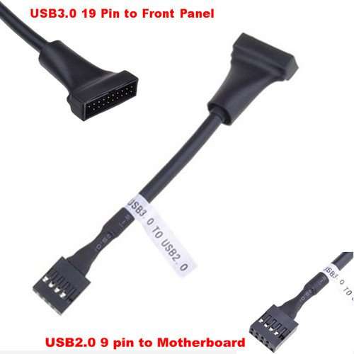Neewer Black 19 Pin USB 3.0 Female To 9 Pin USB 2.0 Male Motherboard Cable Adapter Converter (1 Pack