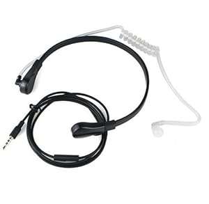 Buwico Black Universal 3.5mm FBI Plug Throat Mic Air Tube Covert Earpiece Headset Earphone Mic