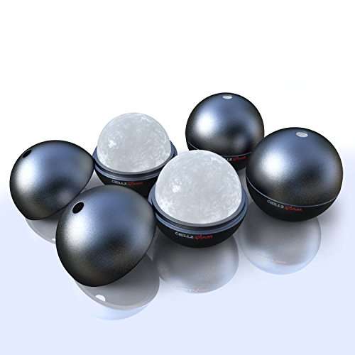 Chillz Extreme Ice Ball Molds - Original & Best Ice Barware Tool Set - 4 Ball Capacity Mold - Makes