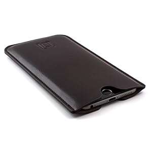 Faux Leather iPhone 6 Plus Sleeve - Slightly Padded Microfiber Lined Executive Profe (Dark Brown)