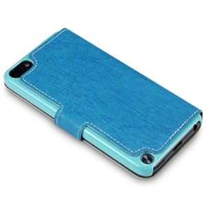 Blue iPod Touch 5 Low Profile Covert Branded PU Leather Wallet Case / Cover / Pouch