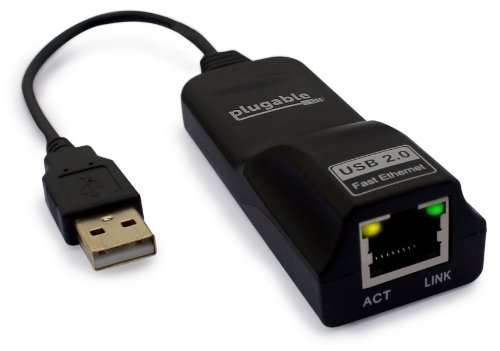 Plugable USB 2.0 to 10/100 Fast Ethernet LAN Wired Network Adapter for Macbook, Chromebook, Windows