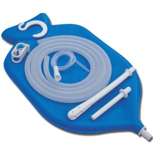 The Perfect Enema Bag Kit in Blue Color for Colon Cleansing With Silicone Hose (2 quart, open top)