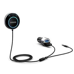 iClever Himbox HB01 Bluetooth 4.0 Hands-Free Car Kit for Cars with 3.5 mm Aux Input Jack (Silver)