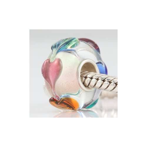 Love Goes Round Hearts Murano Glass Authentic 925 Sterling Silver Solid Core Charm Fits Pandora Cham