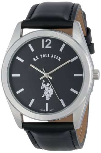 U.S. Polo Assn. Classic Men's USC50005 Analogue Black Dial Leather Strap Watch