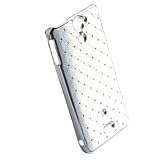 (US) ivencase Rhinestone Bling Chrome Plated Shine Case Cover for Sony Xperia V LT25i White + One ph