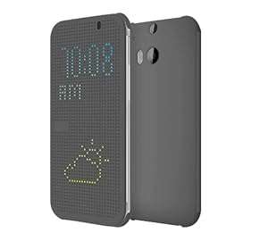 IFLYE HTC One M8 Dot View Case Smart Flip Cover - Dark Grey (with Free Screen Protector)