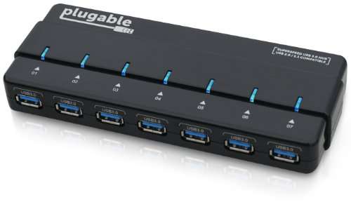 Plugable 7 Port USB 3.0 Hub with 4A Power Adapter (VIA VL812 Rev B2 Chipset and updated firmware v90