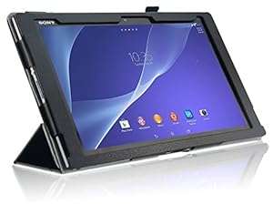 InventCase Sony Xperia Z2 Tablet (10.1 inch) 2014 Smart Multi-Functional Leather 3-Fold C (Black)