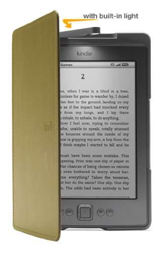Kindle Lighted Leather Cover, Olive Green