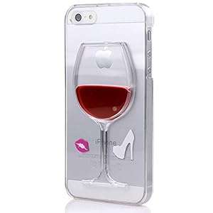 ISAKEN iPhone 5s 5 CaseiPhone 5s 5 CoverHard Case for iPhone 5s 5 iPhone 5s 5 Cl (Red Wine Glass)