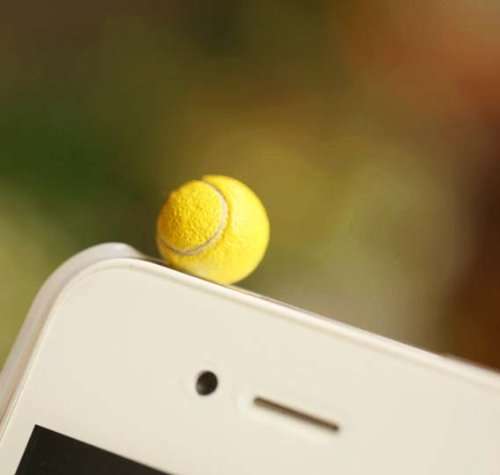 Cute Mini Yellow Tennis Ball Sport Ball Dust Plug 3.5mm Smart Cell Mobile Phone Plug Headphone Jack