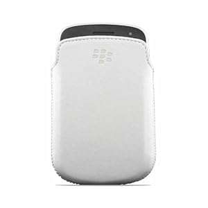 Genuine Official Blackberry White Leather Pocket Pouch Case Cover for BlackBerry 9720 - Shuts Down P