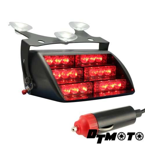 DT MOTOâ¢ Red 18x LED Firefighter EMT Personal Emergency Vehicle Strobe Warning Dash Light - 1 unit