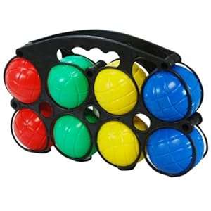NEW FRENCH BOULES PETANQUE SET 8 PLASTIC BALLS JACK WITH CARRY CASE