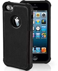 iPhone 5 5s Bumper Case Rubber Heavy Duty Inc screen Protector (Black)