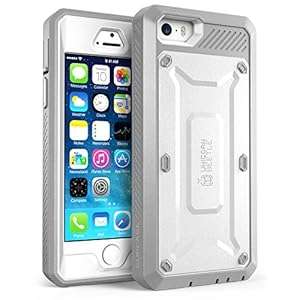 iPhone 5S Case SUPCASE [Heavy Duty Belt Clip Holster] Apple iPhone 5S Case Compatibl (White/Gray)