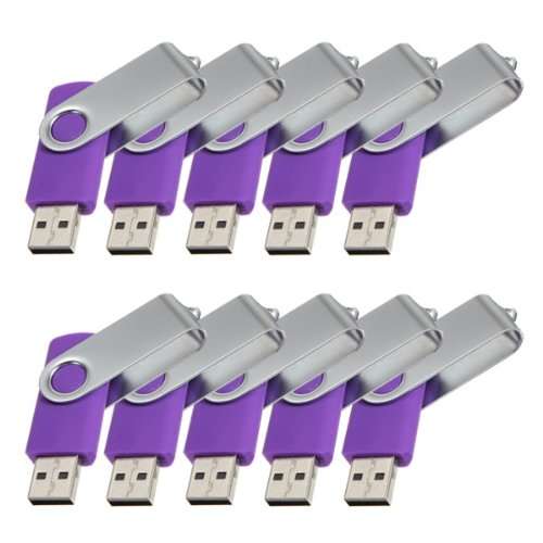10Pcs 1GB 1G USB 2.0 Flash Drive Memory Stick Fold Storage Thumb Stick Pen Swivel Design Purple