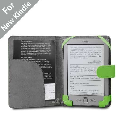 Acase(TM) Classic Kindle (Lastest Generation) Leather Case (Apple Green) for 4th Genertaion