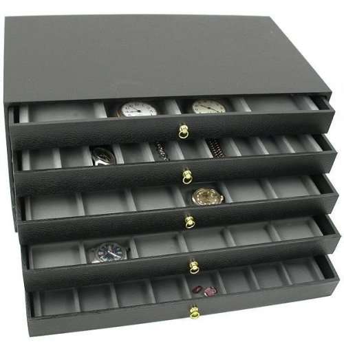 5 Drawer Jewelry Organizer Storage Display Case Box