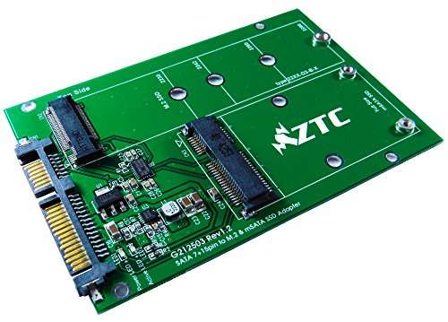 ZTC 2-in-1 Thunder Board M.2 (NGFF) or mSATA SSD to SATA III Board Adapter. Multi Size Fit with High