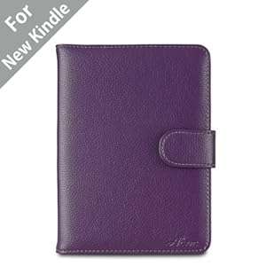 Acase(TM) Classic Kindle and Kindle Touch (Lastest Generation) Leather Case (Purple) for 4th Generat