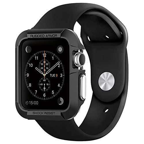 Apple Watch Case, Spigen [Rugged Armor] Resilient [Black] - [Include 2 Screen Protectors] Ultimate p