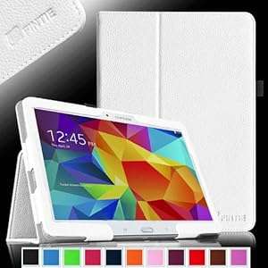 Fintie Samsung Galaxy Tab 4 10.1 Folio Case - Slim Fit Premium Vegan Leather Cover for Sa (White)