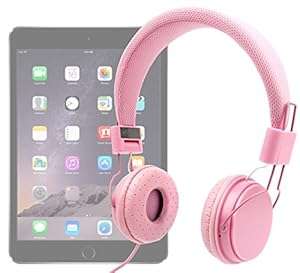 DURAGADGET Pink Ultra-Stylish Kids Fashion Headphones For NEW Apple iPad Mini 3 - With Padded D
