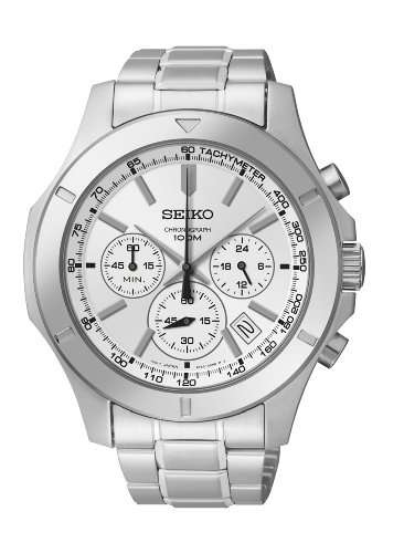 Seiko Chronograph Silver Dial Stainless Steel Mens Watch SSB099