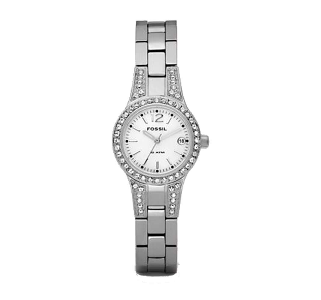 Fossil Women's AM4192 Stainless Steel Bracelet White Glitz Analog Dial Watch