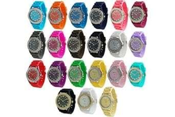 Geneva Silicone Gel Ceramic Crystal Bezel Navy Green Red Brown Black Purple Teal Pink White