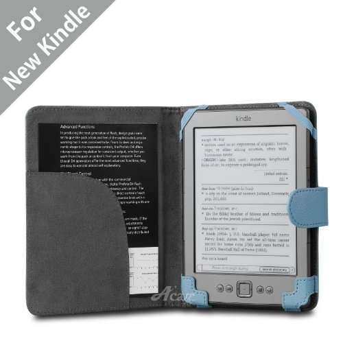 Acase(TM) Classic Kindle (Latest Generation) Leather Case (SKY BLUE) for 4th Generation
