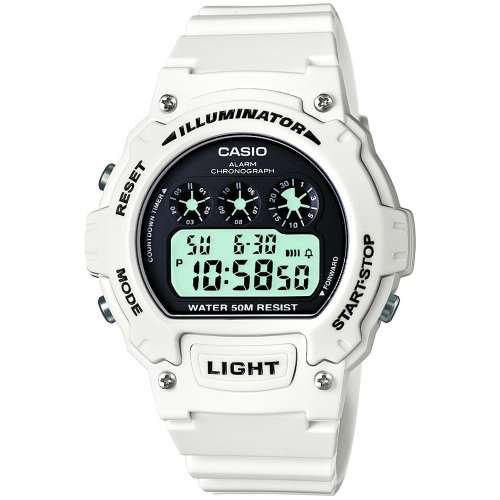 Casio W-214HC-7AVEF Mens White Chronograph Watch
