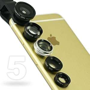 First2savvv JTSJ-5N1-01 black mobile phone Universal 5 in 1 Clip Camera professional glass Lens