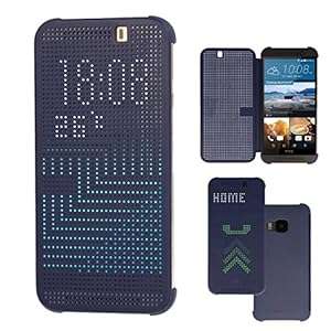 TECHGEAR HTC One M9 DOT MATRIX VIEW Flip Case Cover With Auto Sleep Wake Function (BLUE)
