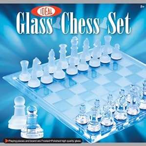POOF-Slinky 37250BL Ideal Glass Chess Set with Frosted and Polished Glass Board and P