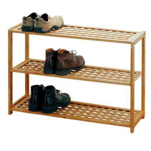 3 Tier Walnut Wooden Shoe Rack Shelf / Shoe Organiser