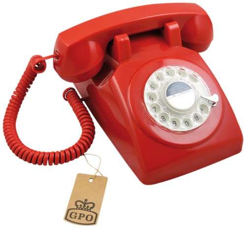 1970's Retro Style Desk Telephone with Rotary Dialler (RED