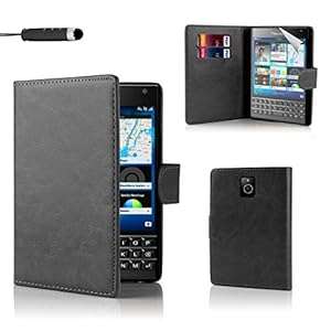 32nd Book wallet PU leather flip case cover for BlackBerry Passport - Black