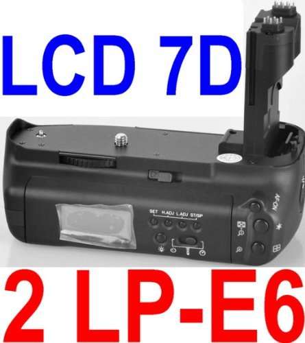 LCD Battery Grip BG-E7 for Canon EOS 7D Camera + 2 LP-E6 Lithium Ion Batteries