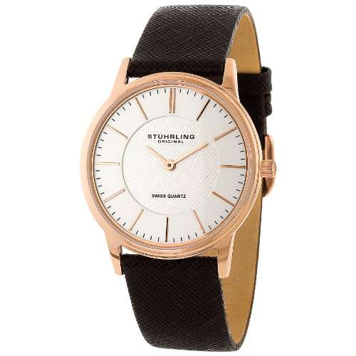 Stuhrling Original Men's 238.3245K2 Classic Ascot Newberry Swiss Quartz Super Slim Brown Leather Str