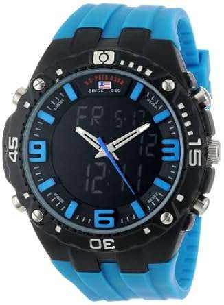 U.S. Polo Assn. Men's US9175 Blue Silicone Analog Digital Watch